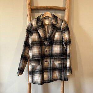 H&M Plaid Structured Blazer Like Coat